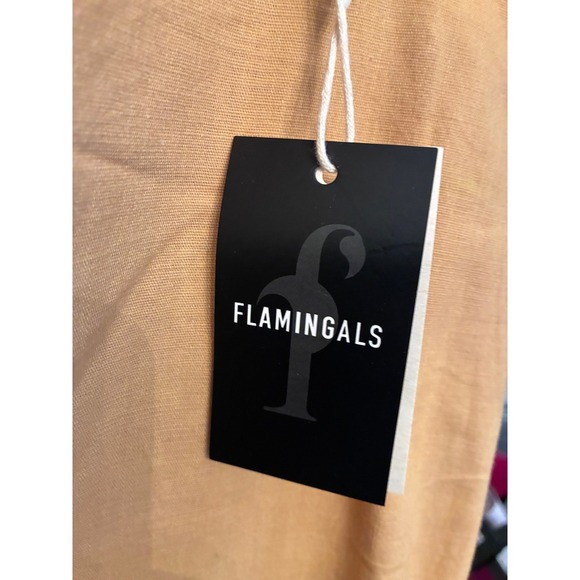 Flamingals‎ Women Mustard Yellow Wide Leg High Rise New With Tags Size M - Picture 4 of 6